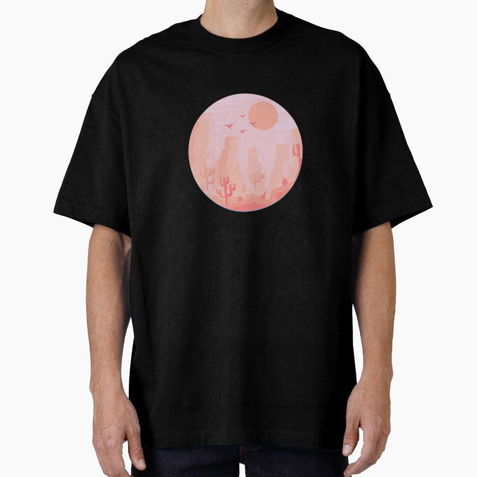 Minimal Desert Aesthetic Circle Illustration by - Adult & Kids T-Shirts, Sweatshirts & Hoodies apparel design preview 1