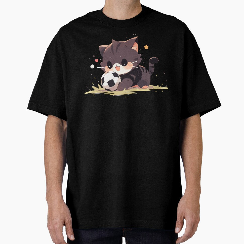 Striped cat loving football by etherElric - Adult & Kids T-Shirts, Sweatshirts & Hoodies apparel design preview 1