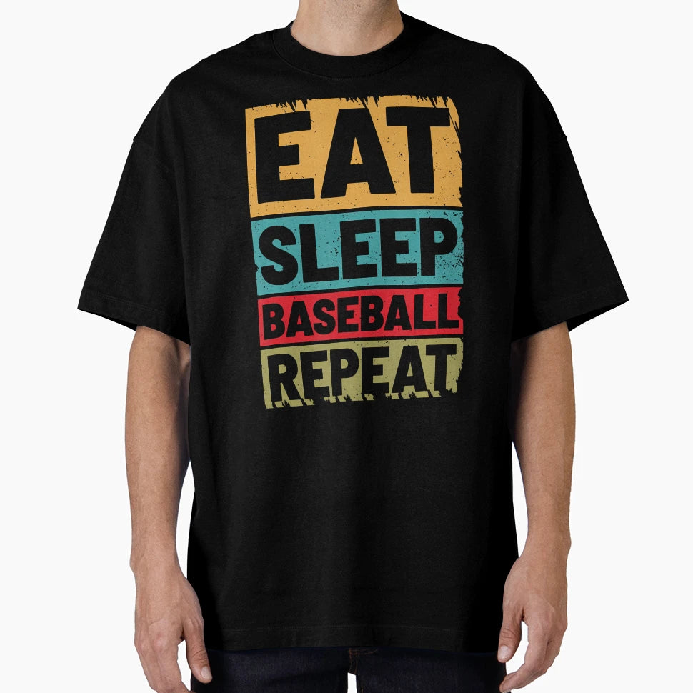 Eat Sleep Baseball Repeat Funny T-Shirt - Novelty Apparel for Adults - T-Shirt, Sweatshirt, Hoodie