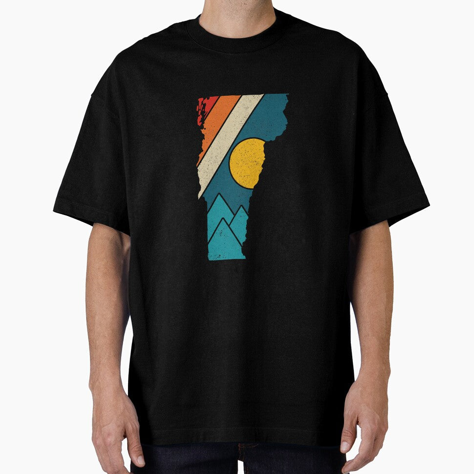 Vermont Vintage State Map Mountains by YesterDayCheck - Adult & Kids T-Shirts, Sweatshirts & Hoodies apparel design preview 1