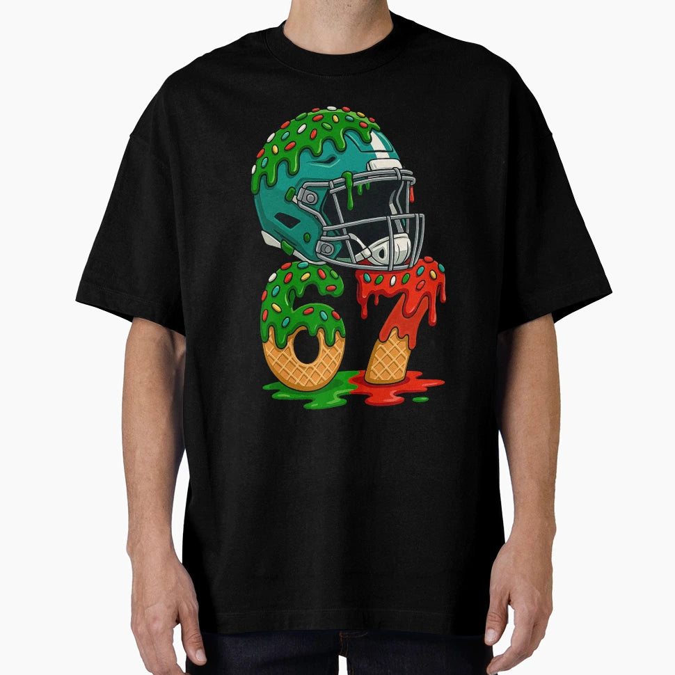 American Football Helmet Melting T-Shirt - Minimalist Print Men Women - T-Shirt, Sweatshirt, Hoodie