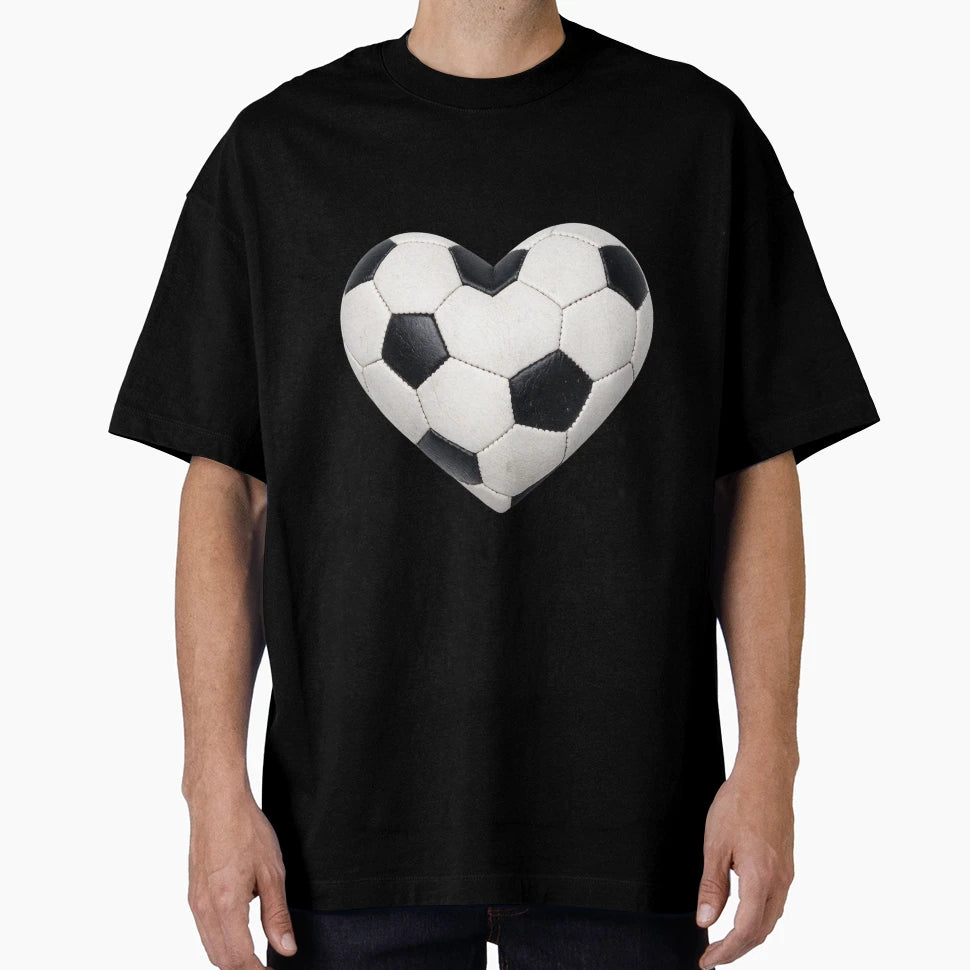 Football Heart Motif True Fans And Club T-Shirt - Graphic Print for Adults - T-Shirt, Sweatshirt, Hoodie