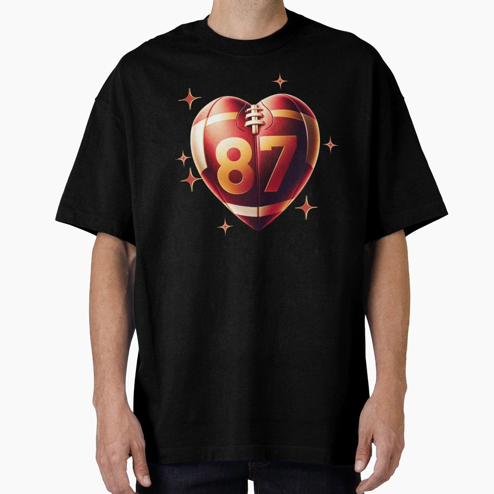 Heart Shaped Football 87 T-Shirt - Aesthetic Graphic for Adults - T-Shirt, Sweatshirt, Hoodie