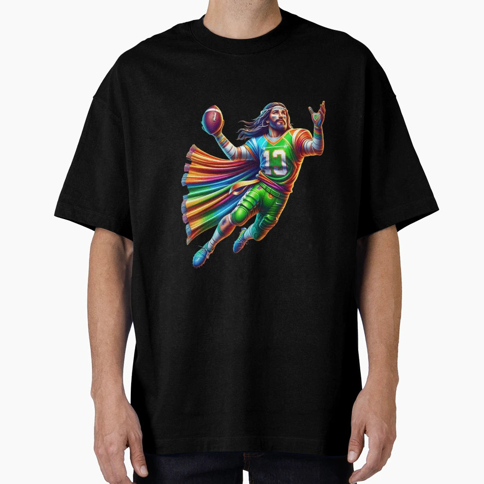 Energetic Savior Animated Jesus T-Shirt - Minimalist Print for Adults - T-Shirt, Sweatshirt, Hoodie