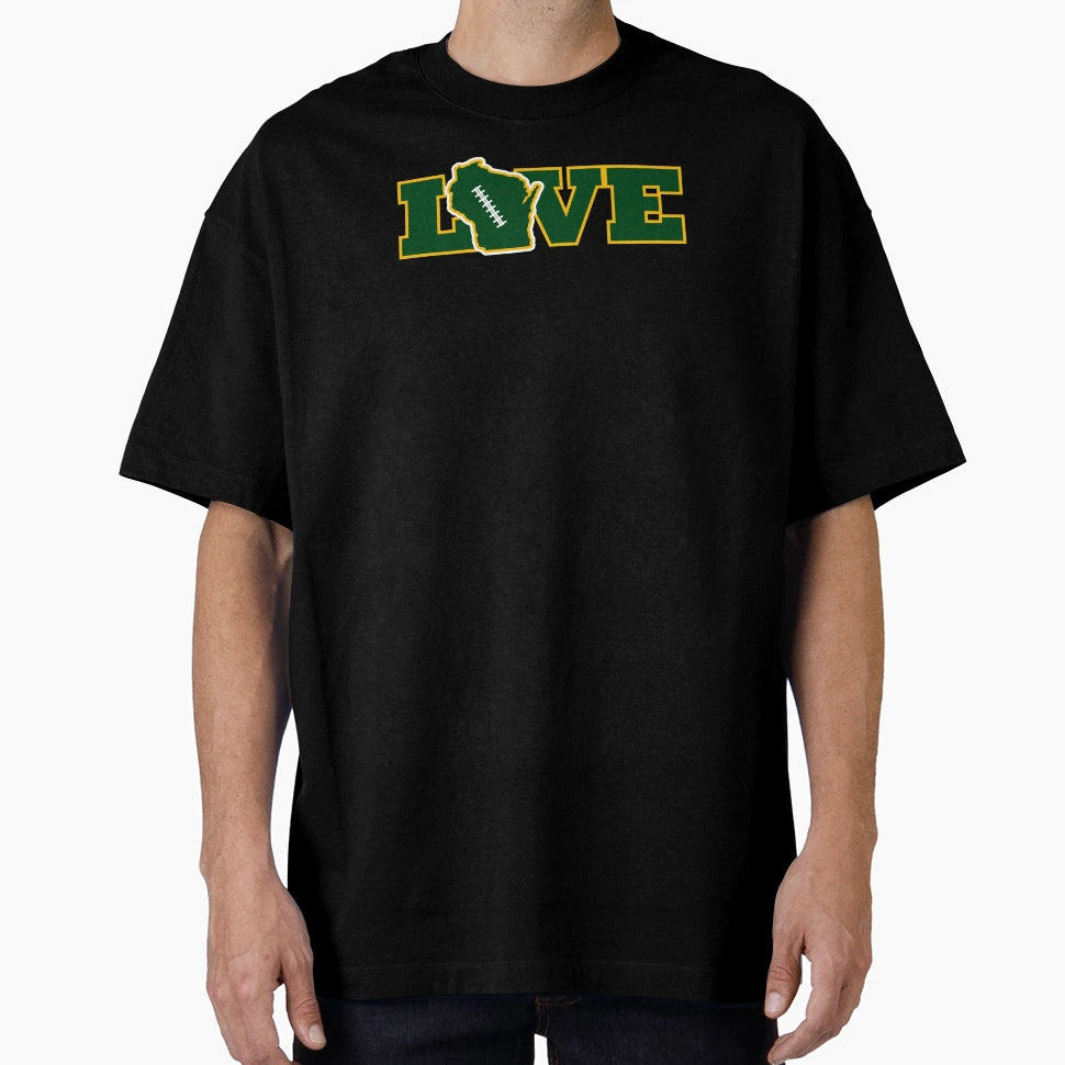 Green Bay Packer Love Football T-Shirt - Minimalist Print Unisex - T-Shirt, Sweatshirt, Hoodie