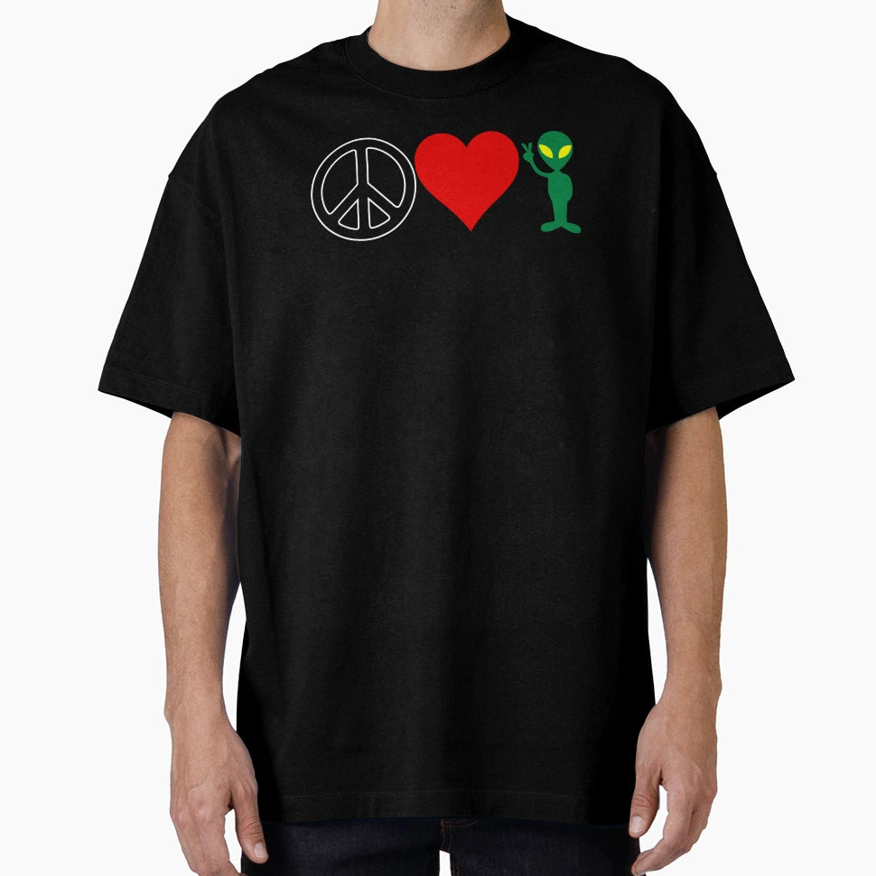 Peace Love And Aliens T-Shirt - Unique Graphic for Adults - T-Shirt, Sweatshirt, Hoodie