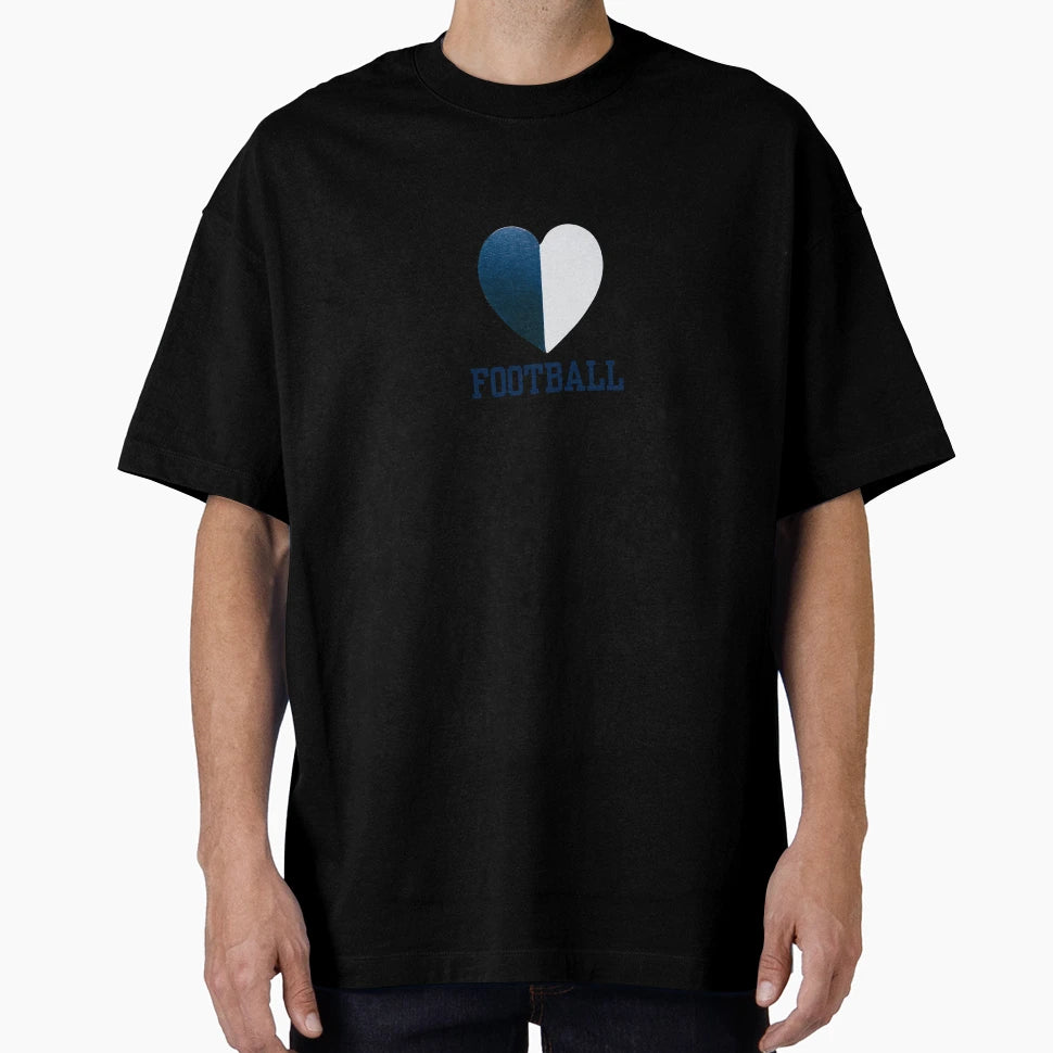 Football Blue White Painted Heart T-Shirt - Minimalist Print Unisex - T-Shirt, Sweatshirt, Hoodie