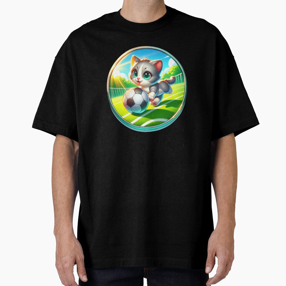 Cat Playing Soccer Football Sports Cute by - Adult & Kids T-Shirts, Sweatshirts & Hoodies apparel design preview 1