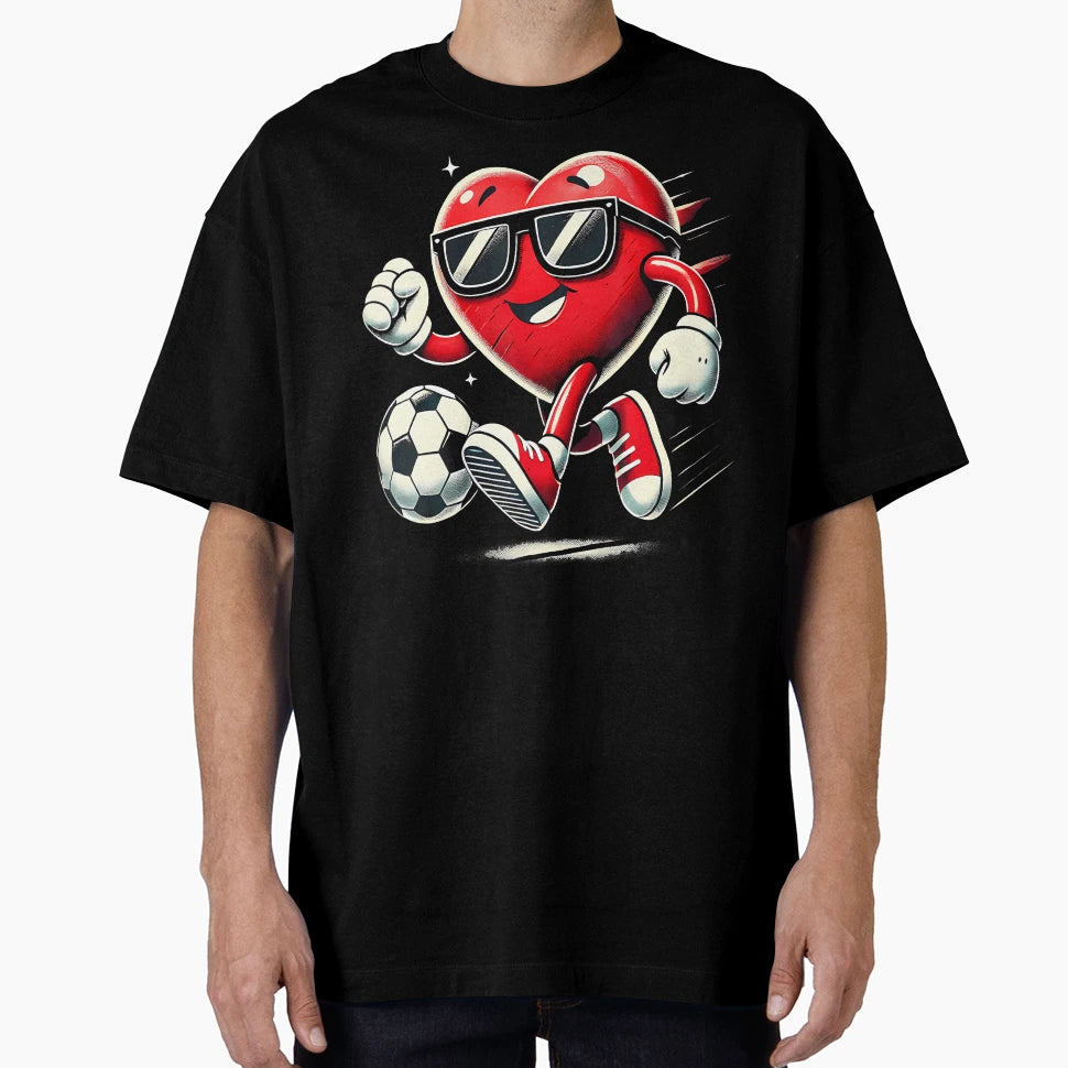 Funny Heart Playing Soccer Valentines T-Shirt - Unique Graphic Men Women - T-Shirt, Sweatshirt, Hoodie