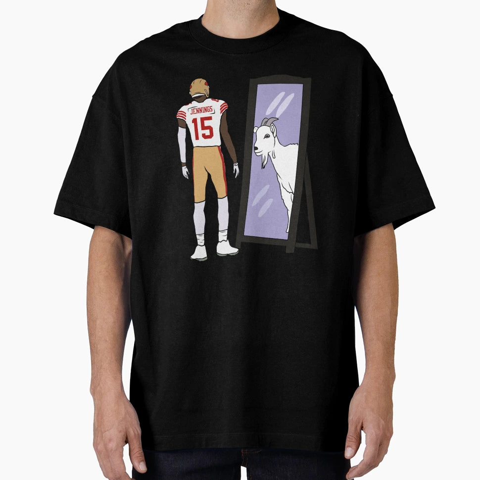 Jauan Jennings Mirror Goat T-Shirt - Graphic Print for Adults - T-Shirt, Sweatshirt, Hoodie