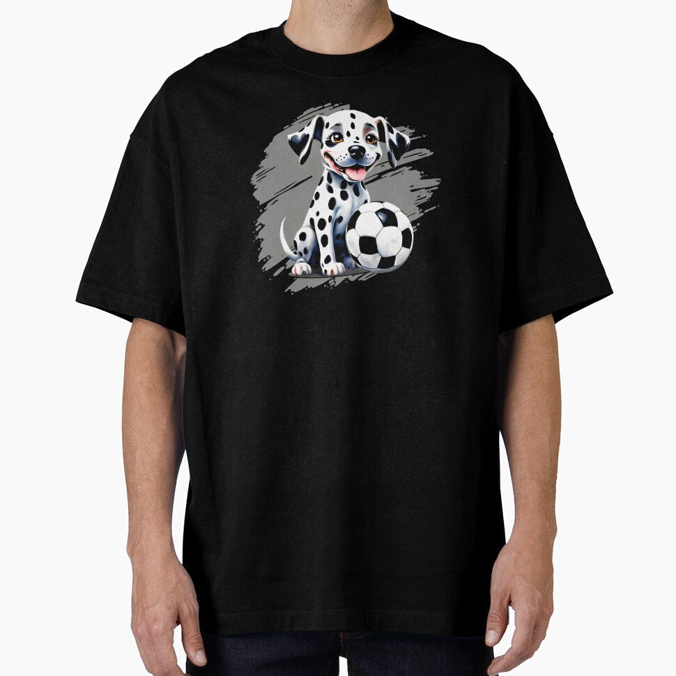 Cute Dalmatian Puppy with Soccer Ball by Wilcox - Adult & Kids T-Shirts, Sweatshirts & Hoodies apparel design preview 1