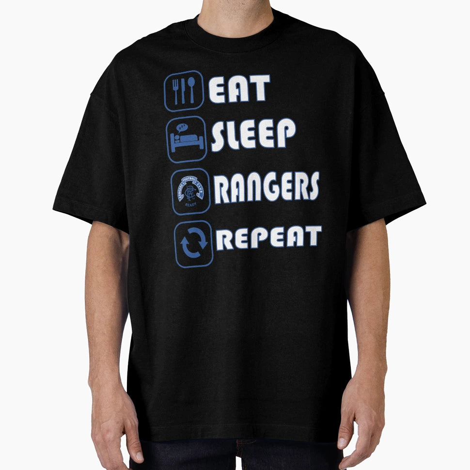Eat Sleep Football Repeat Rangers T-Shirt - Custom Art Print for Adults - T-Shirt, Sweatshirt, Hoodie