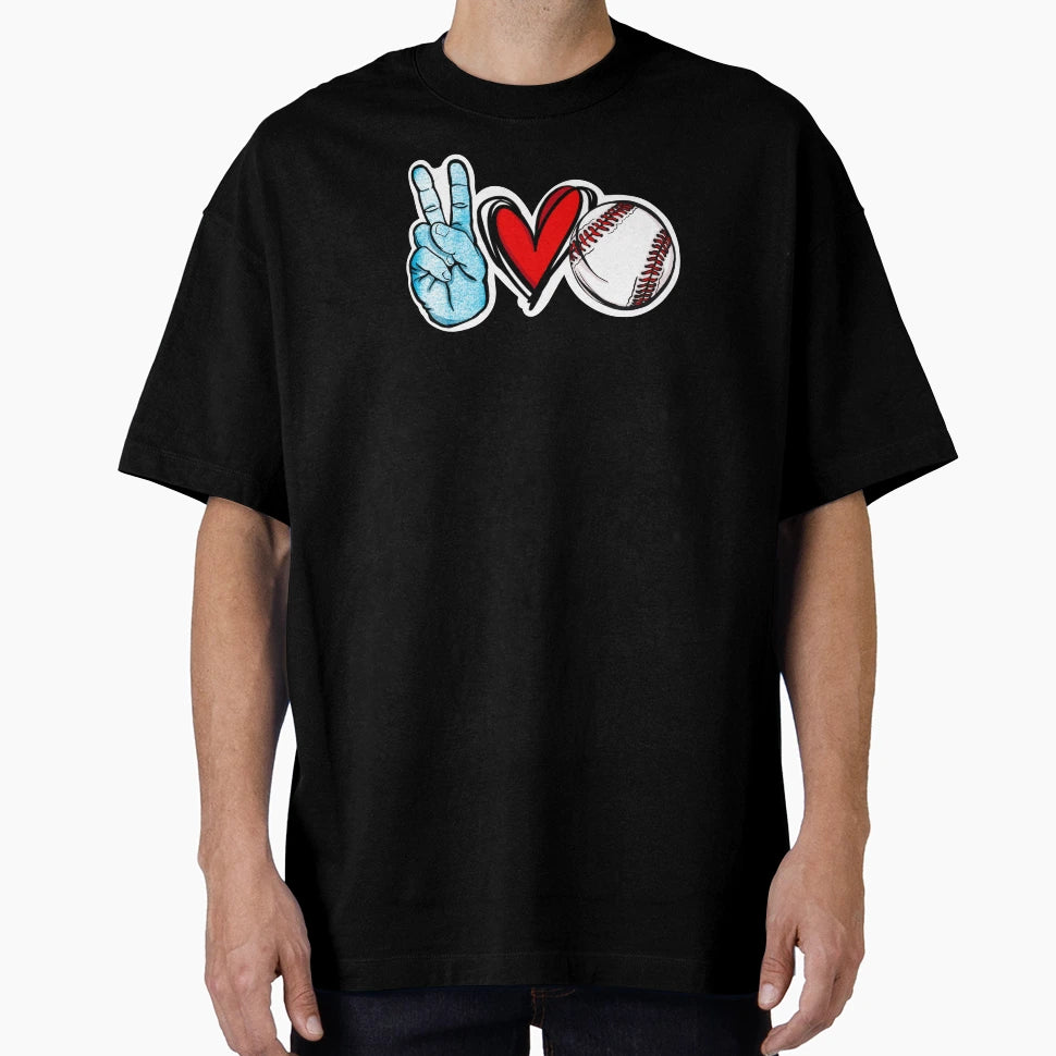 Peace Love Baseball T-Shirt - Trendy Graphic for Adults - T-Shirt, Sweatshirt, Hoodie