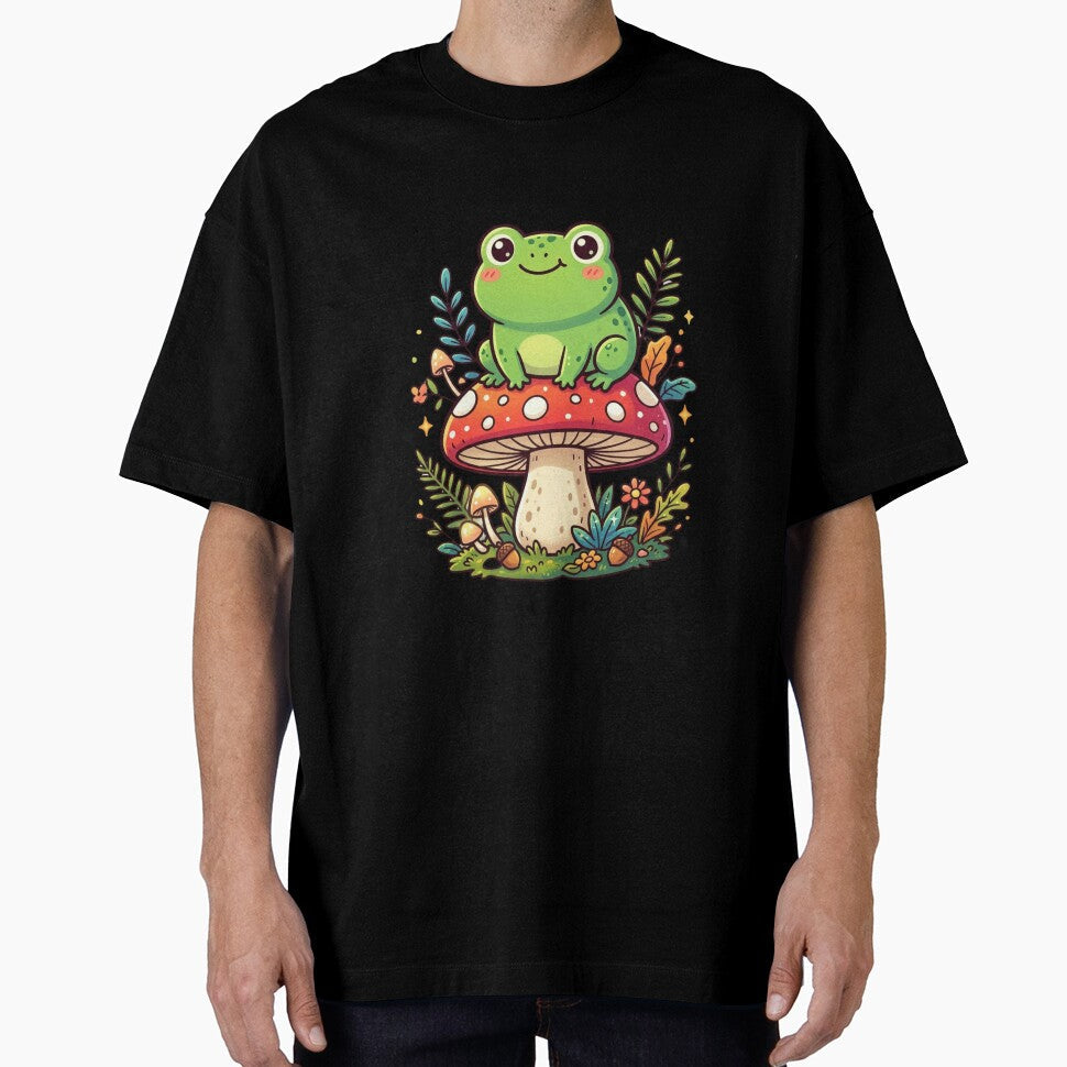 Frog On Mushroom Kawaii Forest Friend by Shopex10 - Adult & Kids T-Shirts, Sweatshirts & Hoodies apparel design preview 1