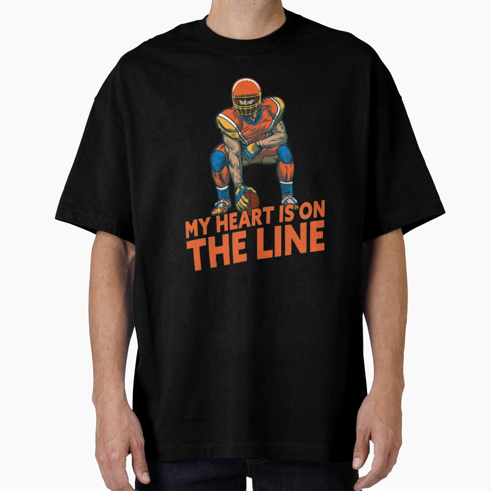 My Heart Is Line Football T-Shirt - Graphic Print Unisex - T-Shirt, Sweatshirt, Hoodie