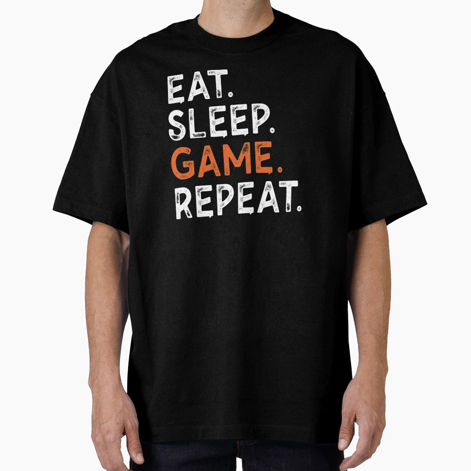 Eat Sleep Game Repeat Gift T-Shirt - Custom Art Print Unisex - T-Shirt, Sweatshirt, Hoodie