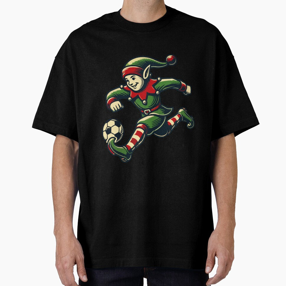 Christmas Elf Soccer Player Fun by LuminOrb - Adult & Kids T-Shirts, Sweatshirts & Hoodies apparel design preview 1