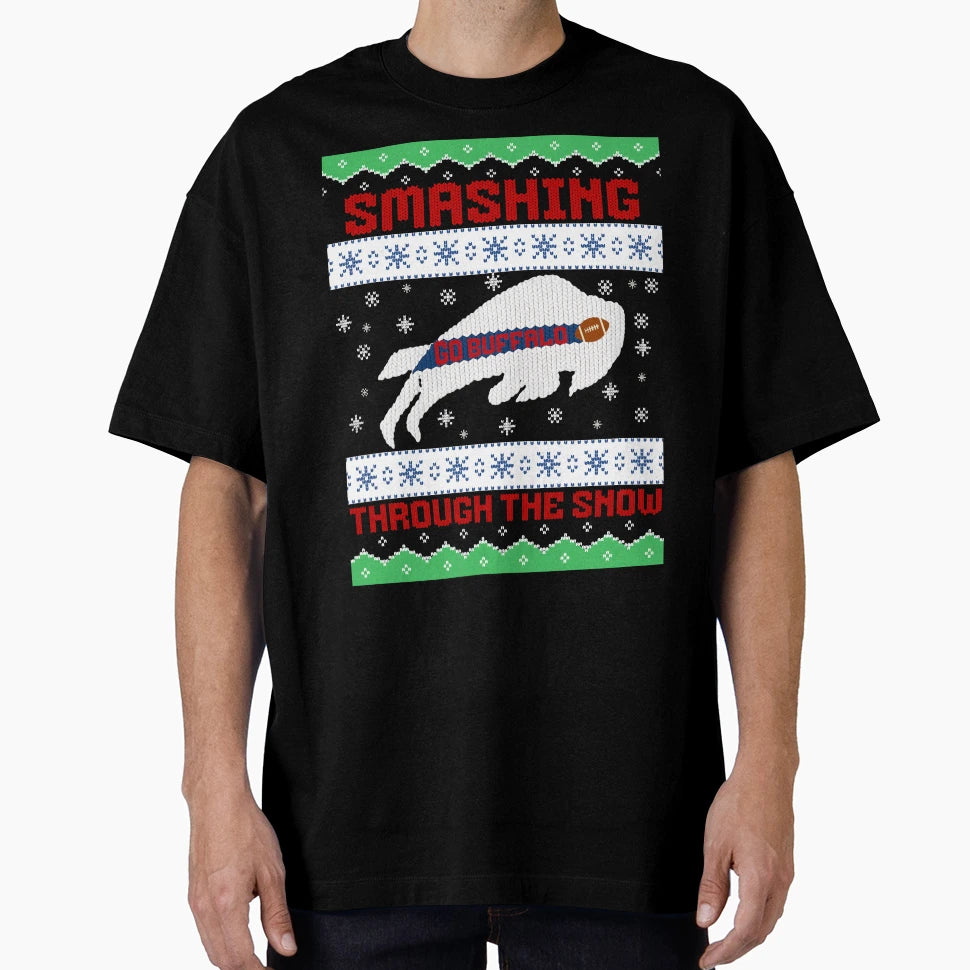 Smashing Through Snow Buffalo T-Shirt - Fun Novelty Design Men Women - T-Shirt, Sweatshirt, Hoodie
