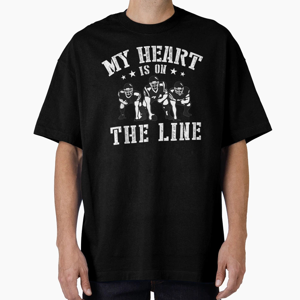 Football My Heart Is Line T-Shirt - Fun Novelty Design for Adults - T-Shirt, Sweatshirt, Hoodie