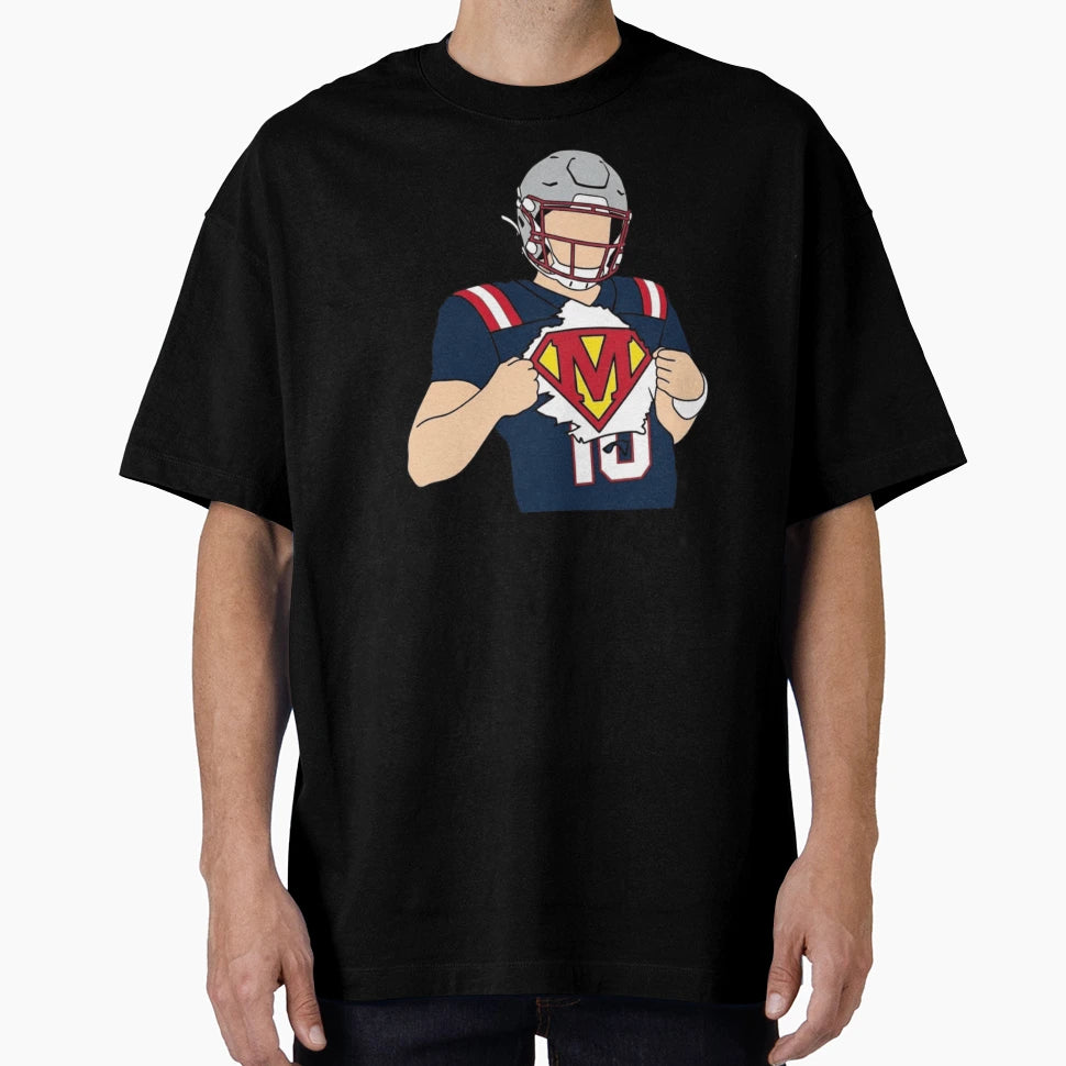 Drake Maye Superman Celebration T-Shirt - Fun Novelty Design for Adults - T-Shirt, Sweatshirt, Hoodie