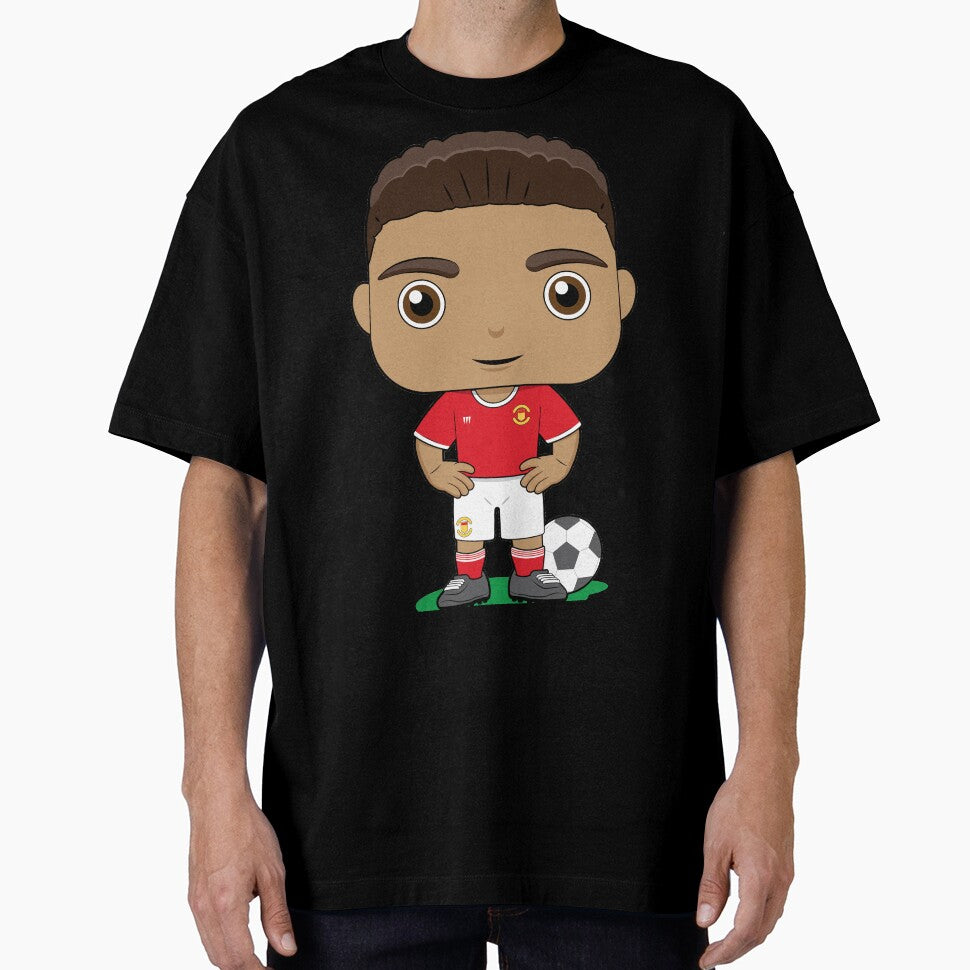 Cute soccer boy player design in red kit by - Adult & Kids T-Shirts, Sweatshirts & Hoodies apparel design preview 1