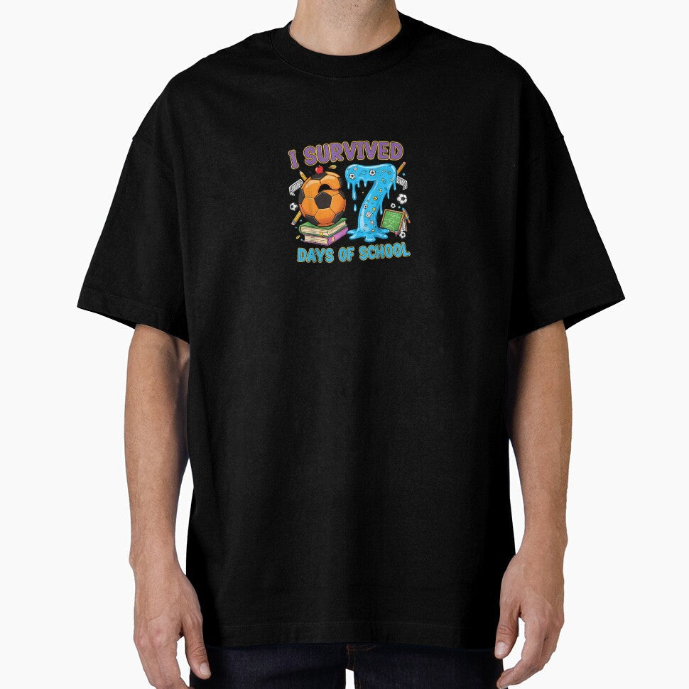 Funny Soccer Saying Survived 67 Days Of School by - Adult & Kids T-Shirts, Sweatshirts & Hoodies apparel design preview 1