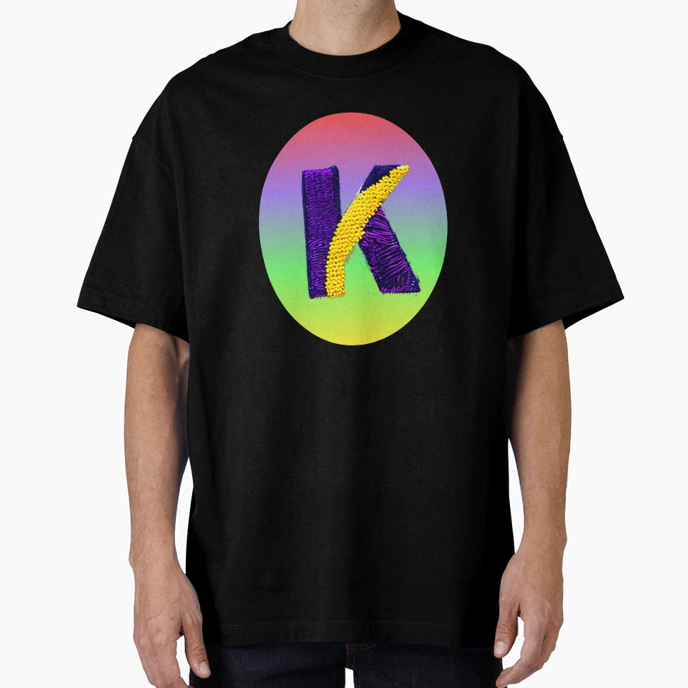 Letter K Monogram 2 Typography Collage T-Shirt - Unique Graphic for Adults - T-Shirt, Sweatshirt, Hoodie
