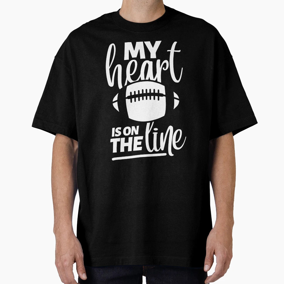 My Heart Is Line Football Offensive Lineman T-Shirt - Trendy Graphic Unisex - T-Shirt, Sweatshirt, Hoodie