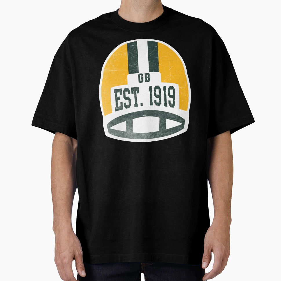 Green Bay Throwback Football Helmet T-Shirt - Fun Novelty Design Men Women - T-Shirt, Sweatshirt, Hoodie