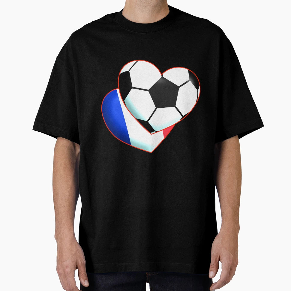 Football Heart France T-Shirt - Graphic Print Unisex - T-Shirt, Sweatshirt, Hoodie