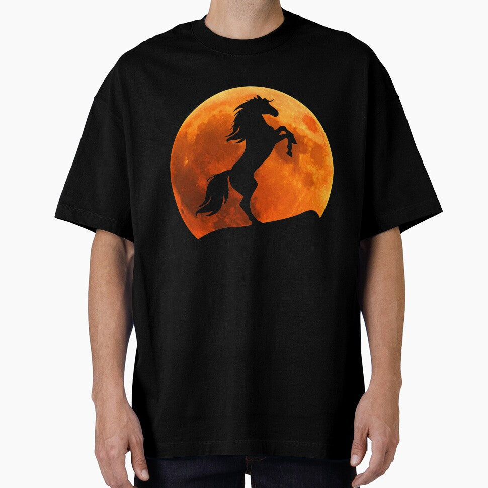 Horse animal Silhouette in moon gift by alaechamlal - Adult & Kids T-Shirts, Sweatshirts & Hoodies apparel design preview 1