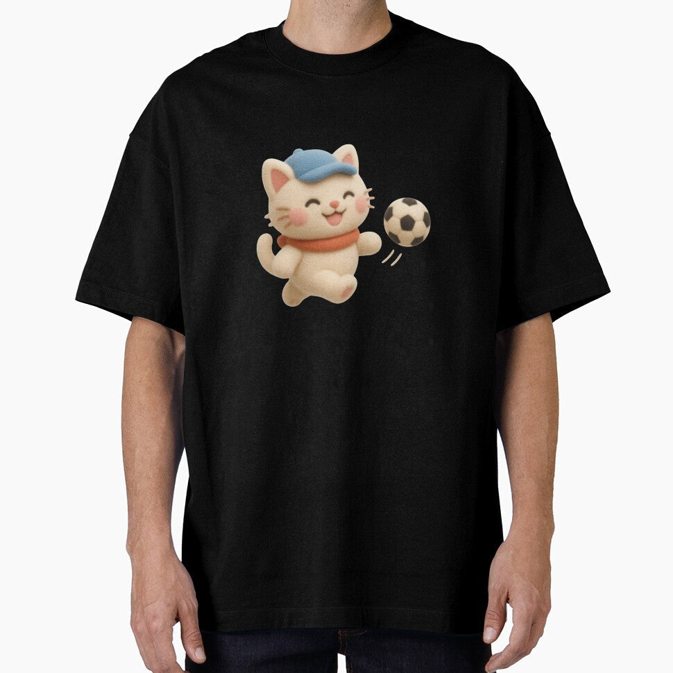 Cute Soccer Cat Kawaii Animal Sticker by Siti - Adult & Kids T-Shirts, Sweatshirts & Hoodies apparel design preview 1