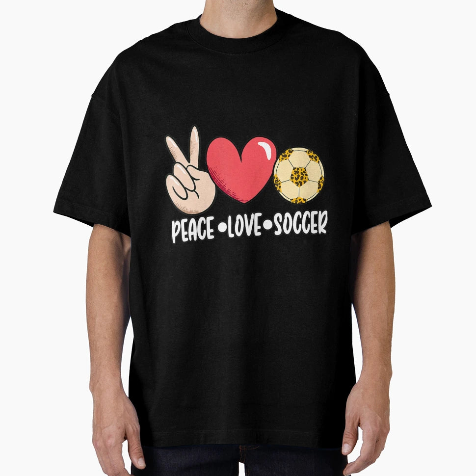 Peace Love Soccer Ball Sport Player T-Shirt - Custom Art Print Men Women - T-Shirt, Sweatshirt, Hoodie