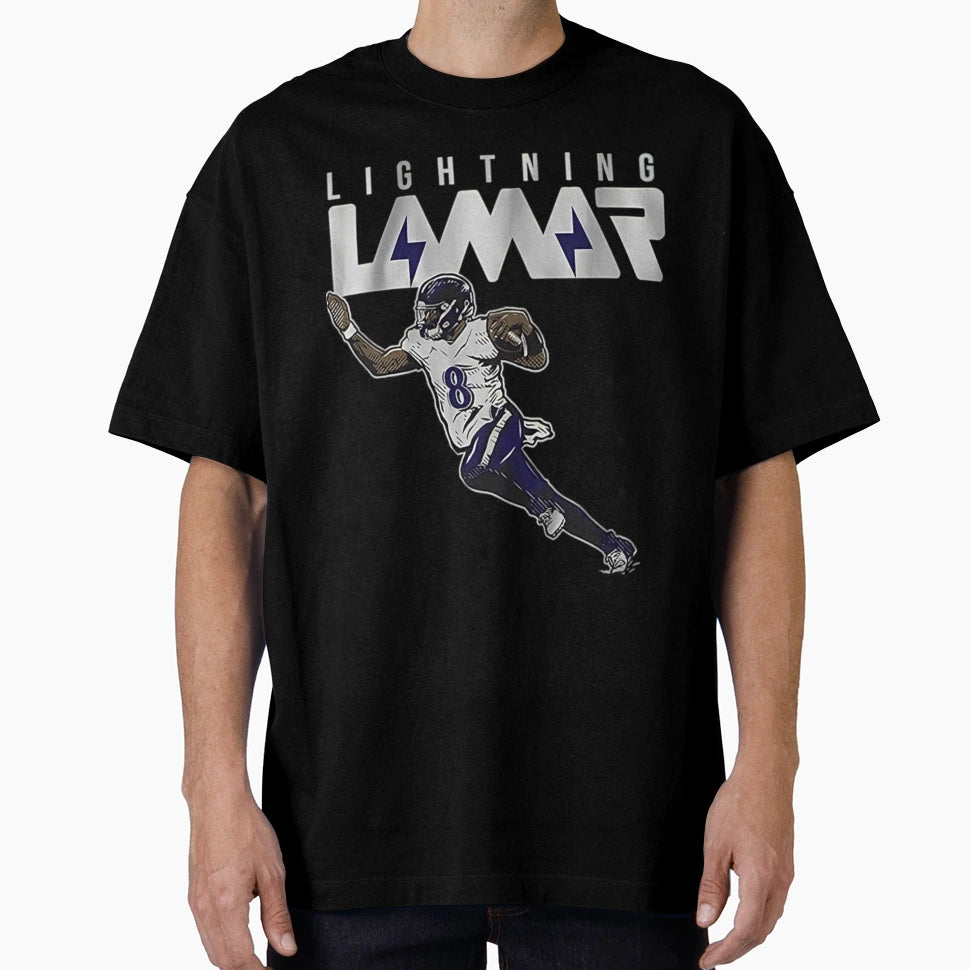 Lighting Lamar Baltimore Ravens T-Shirt - Minimalist Print Unisex - T-Shirt, Sweatshirt, Hoodie