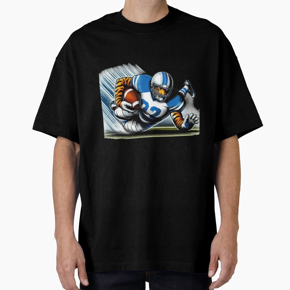 American Football Tiger Player Defense T-Shirt - Graphic Print Unisex - T-Shirt, Sweatshirt, Hoodie