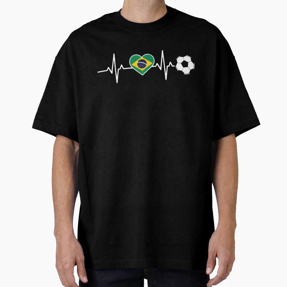 Brasil Football Heartbeat Sele O T-Shirt - Minimalist Print for Adults - T-Shirt, Sweatshirt, Hoodie