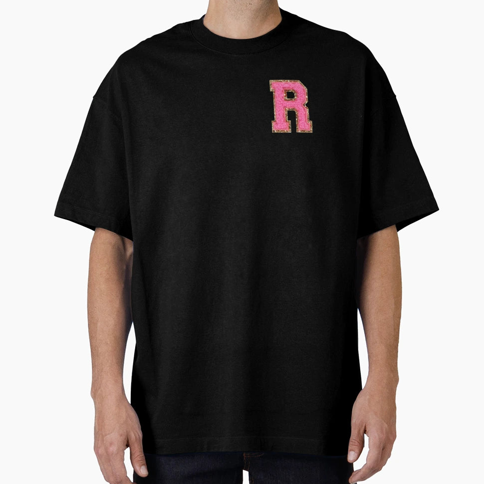 R Bubblegum Glitter Varsity Letter T-Shirt - Streetwear Style for Adults - T-Shirt, Sweatshirt, Hoodie