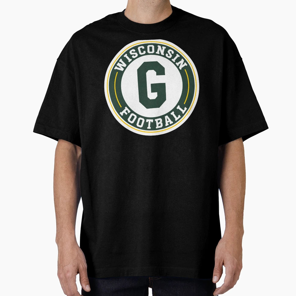 Wisconsin Football Round Badge T-Shirt - Fun Novelty Design Men Women - T-Shirt, Sweatshirt, Hoodie
