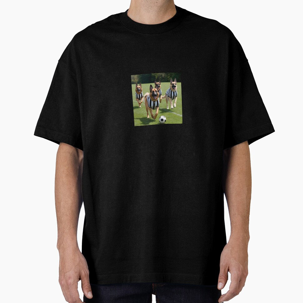 German Shepherds love football too! Soccer and Dog - Adult & Kids T-Shirts, Sweatshirts & Hoodies apparel design preview 1