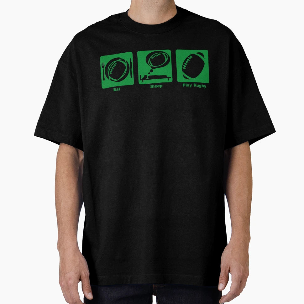 Rugby Eat Sleep Play Ball T-Shirt - Custom Art Print Men Women - T-Shirt, Sweatshirt, Hoodie