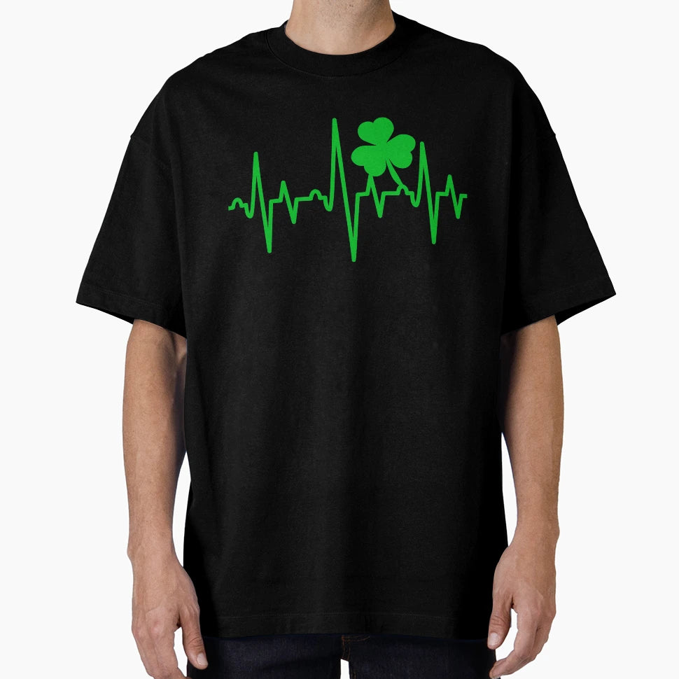 St Patricks Day Shamrock Heartbeat T-Shirt - Unique Graphic for Adults - T-Shirt, Sweatshirt, Hoodie