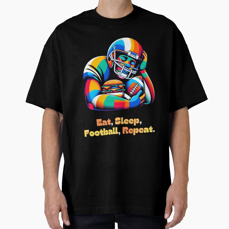 Eat Sleep Football Repeat T-Shirt - Unique Graphic Men Women - T-Shirt, Sweatshirt, Hoodie