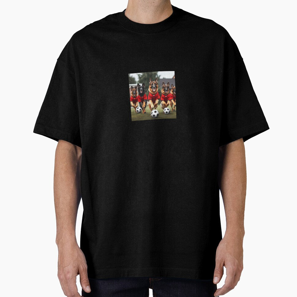 German Shepherds love football too! Soccer and Dog - Adult & Kids T-Shirts, Sweatshirts & Hoodies apparel design preview 1