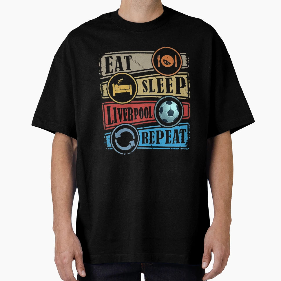 Eat Sleep Liverpool Football Repeat T-Shirt - Aesthetic Graphic Men Women - T-Shirt, Sweatshirt, Hoodie