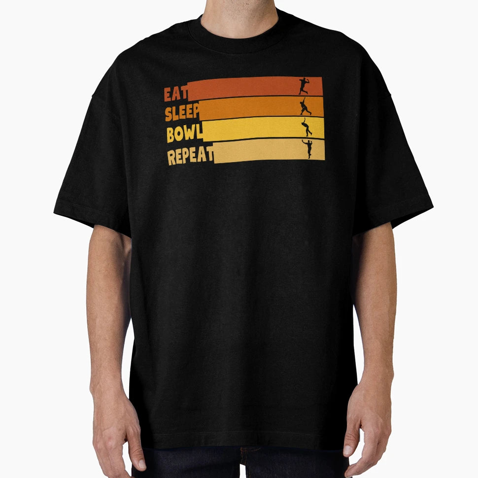 Eat Sleep Bowl Repeat Cricket T-Shirt - Streetwear Style for Adults - T-Shirt, Sweatshirt, Hoodie