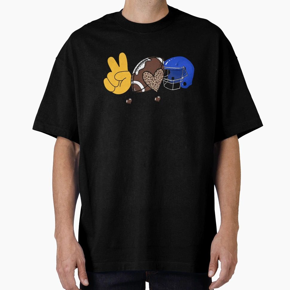 Peace Love Football T-Shirt - Graphic Print for Adults - T-Shirt, Sweatshirt, Hoodie