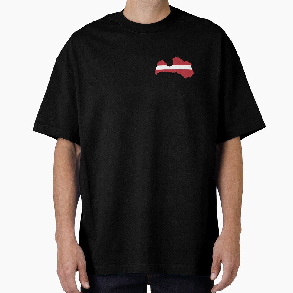 Flag Map of Latvia by DreamBrushy - Adult & Kids T-Shirts, Sweatshirts & Hoodies apparel design preview 1