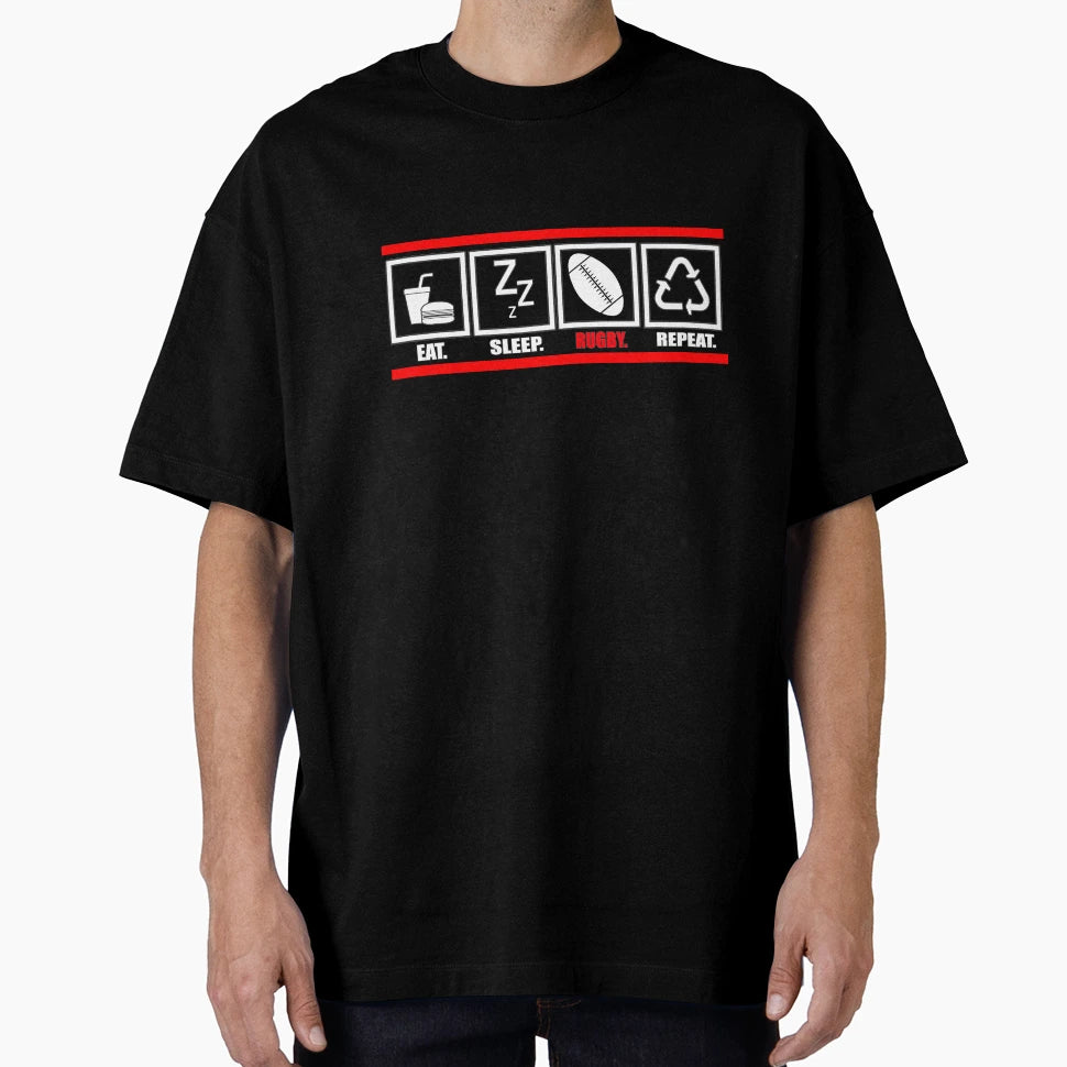 Eat Sleep Rugby Repeat T-Shirt - Streetwear Style for Adults - T-Shirt, Sweatshirt, Hoodie