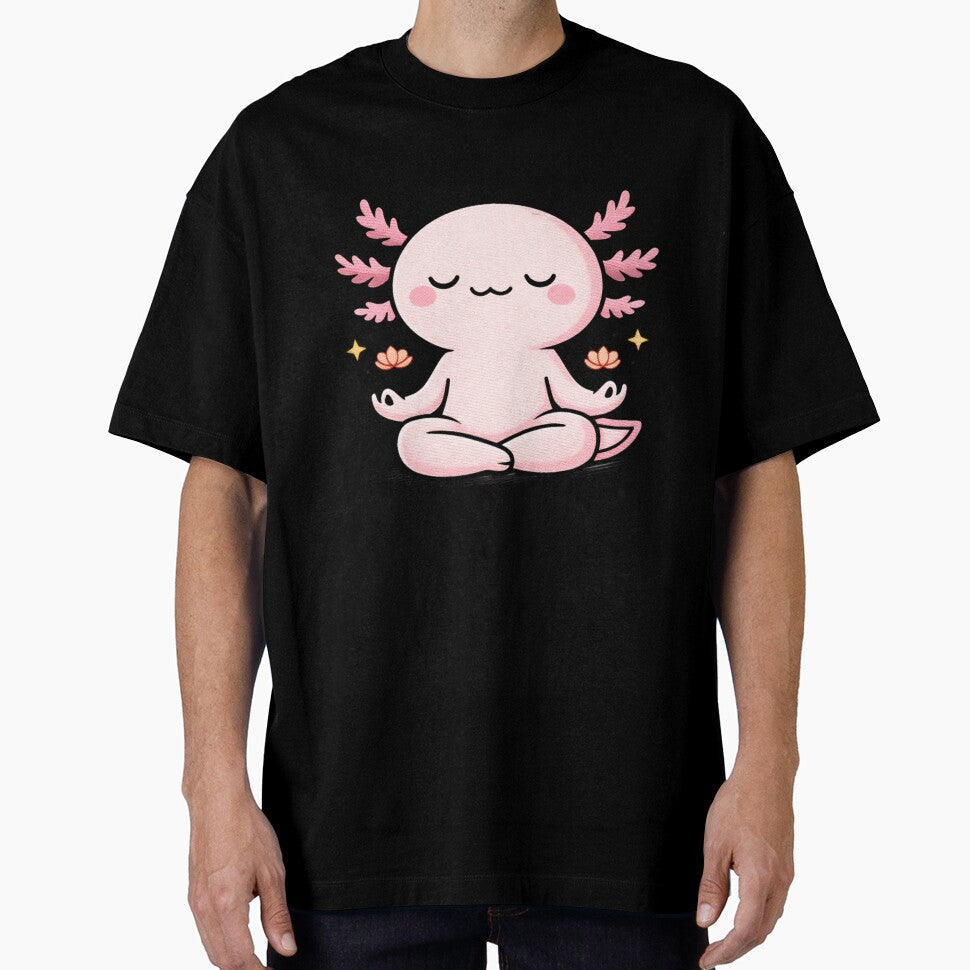 Yoga Axolotl Cute Kawaii Meditating Embroidery Style - Adult & Kids T-Shirts, Sweatshirts & Hoodies apparel design preview 1