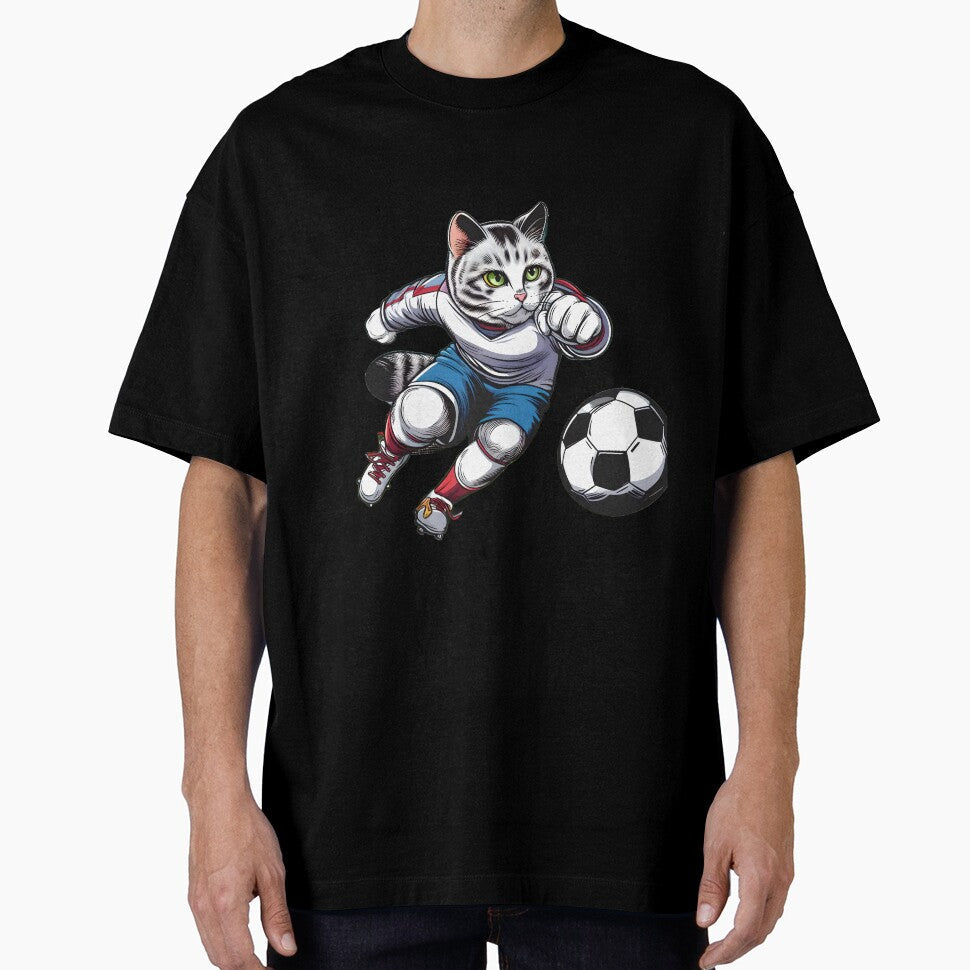 Cat Playing Soccer 1 by melibal - Adult & Kids T-Shirts, Sweatshirts & Hoodies apparel design preview 1